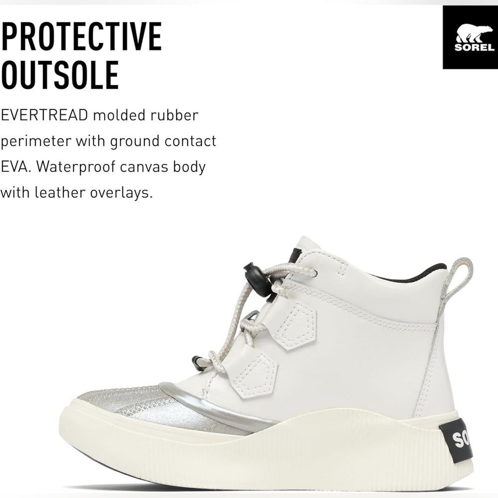 Sorel Women's White and Silver Waterproof Winter Boots